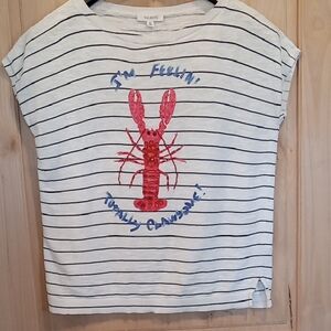 Talbots Striped White and Blue Lobster T-Shirt